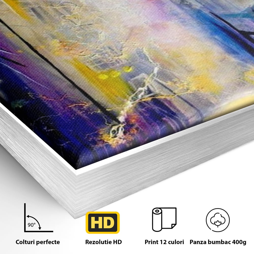 Leinwand Premium Canvas Wall Art, LuxCanva® O1008, Magic Alley, Abstrakt, Urban, Stadt, Lichter, Straße, Atmosphäre, Mysterium, Modernismus, Eskapade, Spaziergang, Schritte, Expressionismus, Büro, Wohnen, Schlafzimmer