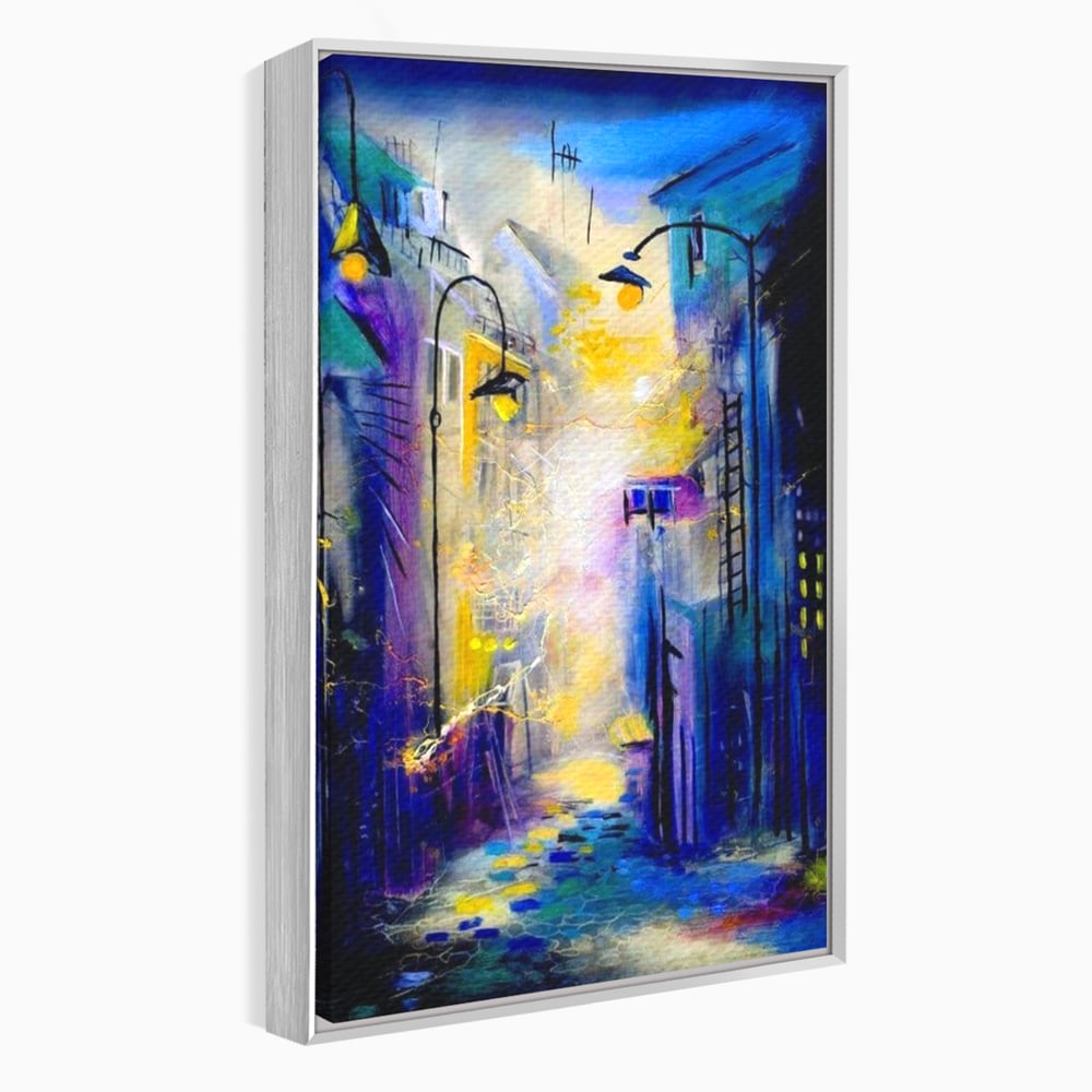 Leinwand Premium Canvas Wall Art, LuxCanva® O1008, Magic Alley, Abstrakt, Urban, Stadt, Lichter, Straße, Atmosphäre, Mysterium, Modernismus, Eskapade, Spaziergang, Schritte, Expressionismus, Büro, Wohnen, Schlafzimmer