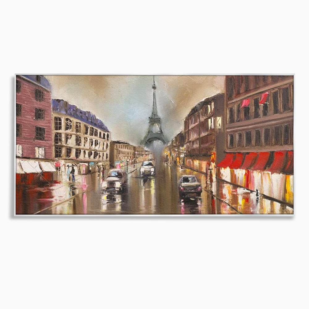 Leinwandbilder Premium, LuxCanva® O1010, Eiffel bei Sonnenuntergang, Paris, Boulevard, Regen, Sonnenuntergang, Romantik, Turm, Frankreich, Hauptstadt, Cafés, Dekoration, Urlaub, Ikonisch, Impressionismus, Büro, Wohnen, Schlafzimmer