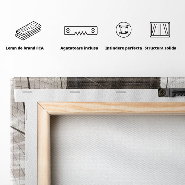Tablou Canvas Premium, LuxCanva® O1011, Podul dintre Lumi, Otel, Cabluri, Arc, Timp, Drum, Destin, Brooklin, New York, Arhitectura, Monocrom, Fotografic, Metropola, Punte, Birou, Living,