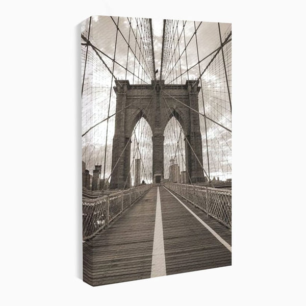 Tablou Canvas Premium, LuxCanva® O1011, Podul dintre Lumi, Otel, Cabluri, Arc, Timp, Drum, Destin, Brooklin, New York, Arhitectura, Monocrom, Fotografic, Metropola, Punte, Birou, Living,