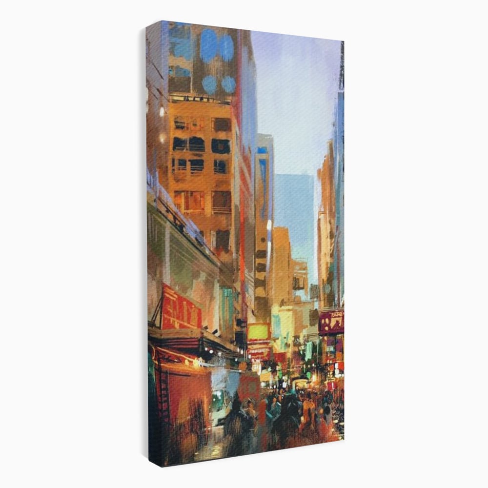 Tablou Canvas Premium, LuxCanva® O1014, Times Square in Culori, Freamat, Urban, Lumini, Strazi, Viata, Fericire, Populatie, Zgomot, Aglomerat, Nocturn, Masini, Metropola, Birou, Living, Dormitor