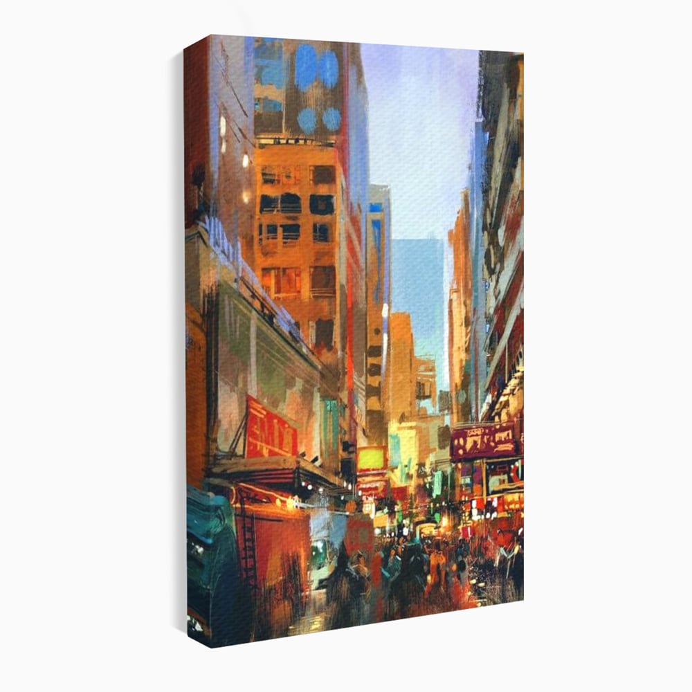 Tablou Canvas Premium, LuxCanva® O1014, Times Square in Culori, Freamat, Urban, Lumini, Strazi, Viata, Fericire, Populatie, Zgomot, Aglomerat, Nocturn, Masini, Metropola, Birou, Living, Dormitor
