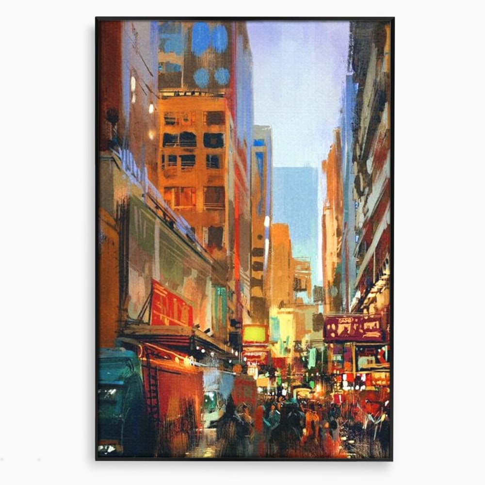 Tablou Canvas Premium, LuxCanva® O1014, Times Square in Culori, Freamat, Urban, Lumini, Strazi, Viata, Fericire, Populatie, Zgomot, Aglomerat, Nocturn, Masini, Metropola, Birou, Living, Dormitor