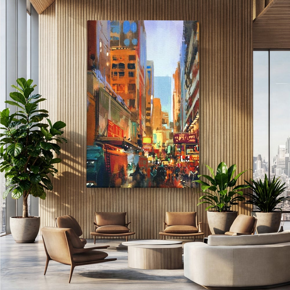 Tablou Canvas Premium, LuxCanva® O1014, Times Square in Culori, Freamat, Urban, Lumini, Strazi, Viata, Fericire, Populatie, Zgomot, Aglomerat, Nocturn, Masini, Metropola, Birou, Living, Dormitor