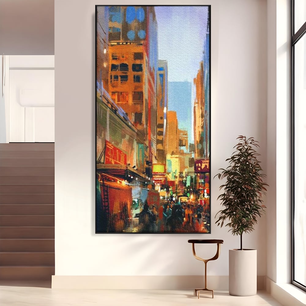 Tablou Canvas Premium, LuxCanva® O1014, Times Square in Culori, Freamat, Urban, Lumini, Strazi, Viata, Fericire, Populatie, Zgomot, Aglomerat, Nocturn, Masini, Metropola, Birou, Living, Dormitor