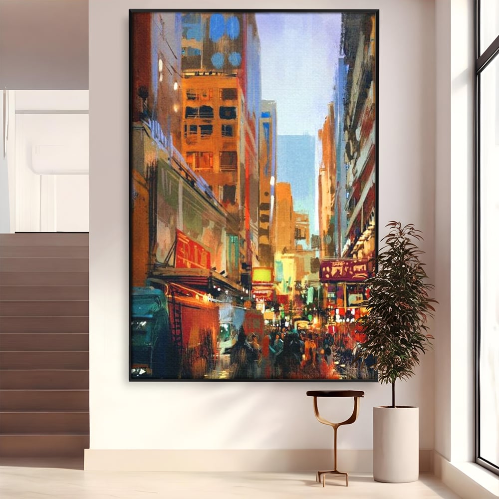 Tablou Canvas Premium, LuxCanva® O1014, Times Square in Culori, Freamat, Urban, Lumini, Strazi, Viata, Fericire, Populatie, Zgomot, Aglomerat, Nocturn, Masini, Metropola, Birou, Living, Dormitor
