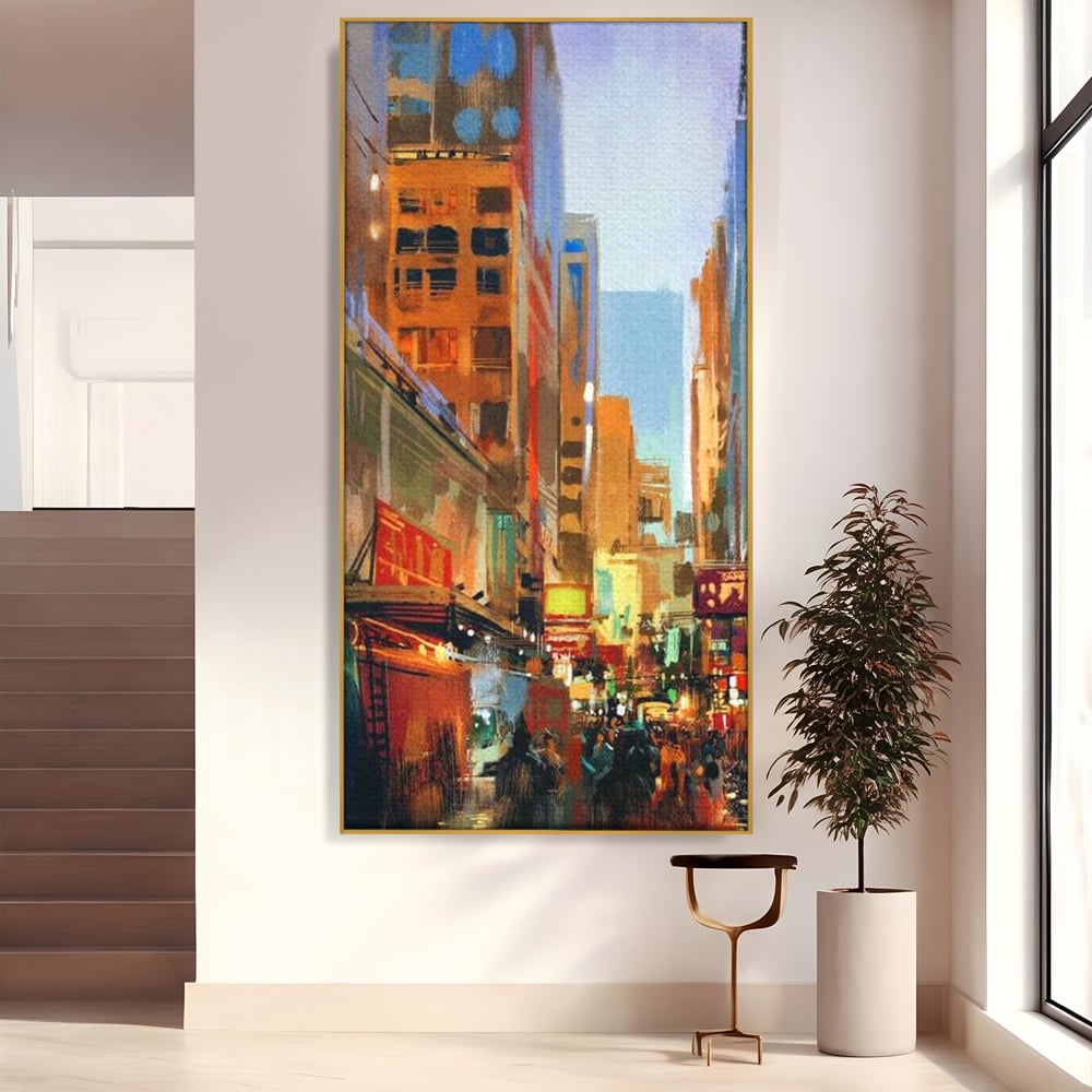 Tablou Canvas Premium, LuxCanva® O1014, Times Square in Culori, Freamat, Urban, Lumini, Strazi, Viata, Fericire, Populatie, Zgomot, Aglomerat, Nocturn, Masini, Metropola, Birou, Living, Dormitor