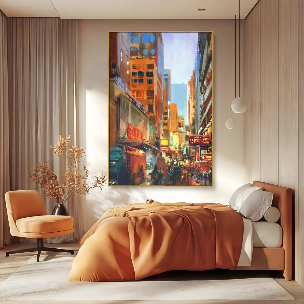 Tablou Canvas Premium, LuxCanva® O1014, Times Square in Culori, Freamat, Urban, Lumini, Strazi, Viata, Fericire, Populatie, Zgomot, Aglomerat, Nocturn, Masini, Metropola, Birou, Living, Dormitor
