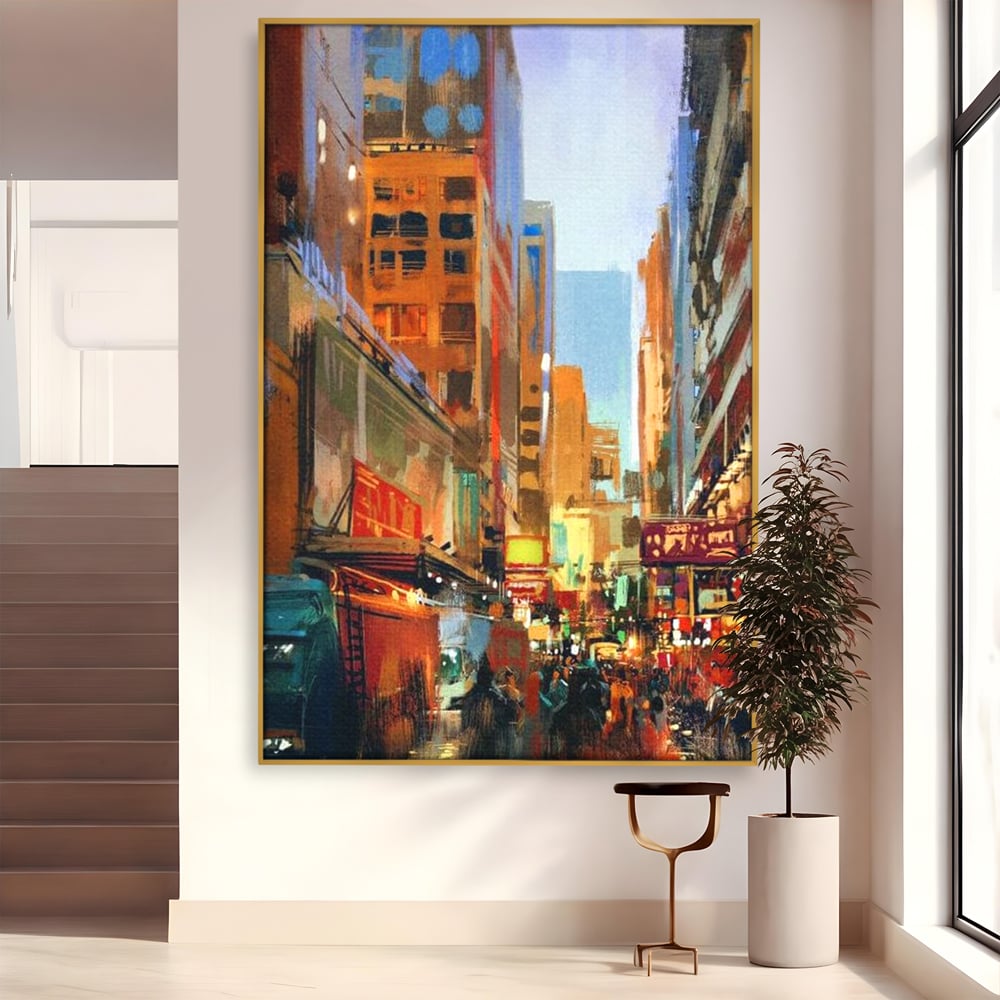 Tablou Canvas Premium, LuxCanva® O1014, Times Square in Culori, Freamat, Urban, Lumini, Strazi, Viata, Fericire, Populatie, Zgomot, Aglomerat, Nocturn, Masini, Metropola, Birou, Living, Dormitor