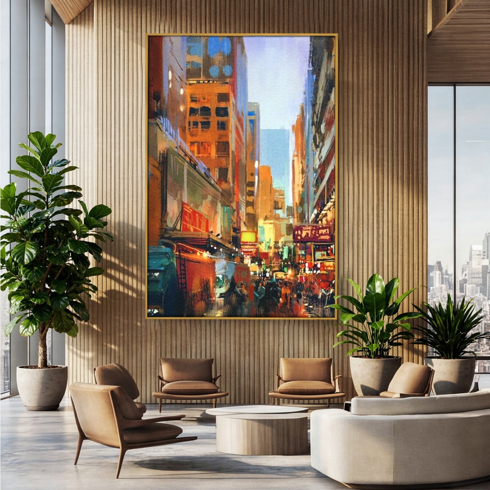 Tablou Canvas Premium, LuxCanva® O1014, Times Square in Culori, Freamat, Urban, Lumini, Strazi, Viata, Fericire, Populatie, Zgomot, Aglomerat, Nocturn, Masini, Metropola, Birou, Living, Dormitor