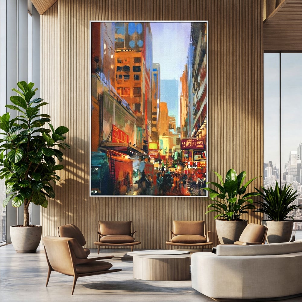Tablou Canvas Premium, LuxCanva® O1014, Times Square in Culori, Freamat, Urban, Lumini, Strazi, Viata, Fericire, Populatie, Zgomot, Aglomerat, Nocturn, Masini, Metropola, Birou, Living, Dormitor