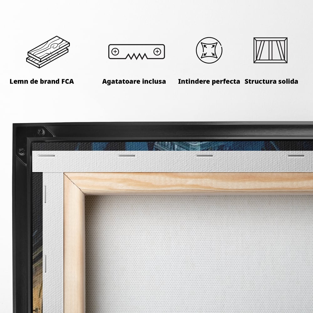 Tablou Canvas Premium, LuxCanva® O1017, Strazi sub Ninsoare, Magie, Iarna, Oras, Noapte, Frig, Zapada, Palat, Plimbare, Nordic, Romantism, Felinare, Quebec, Poveste, Birou, Living, Dormitor