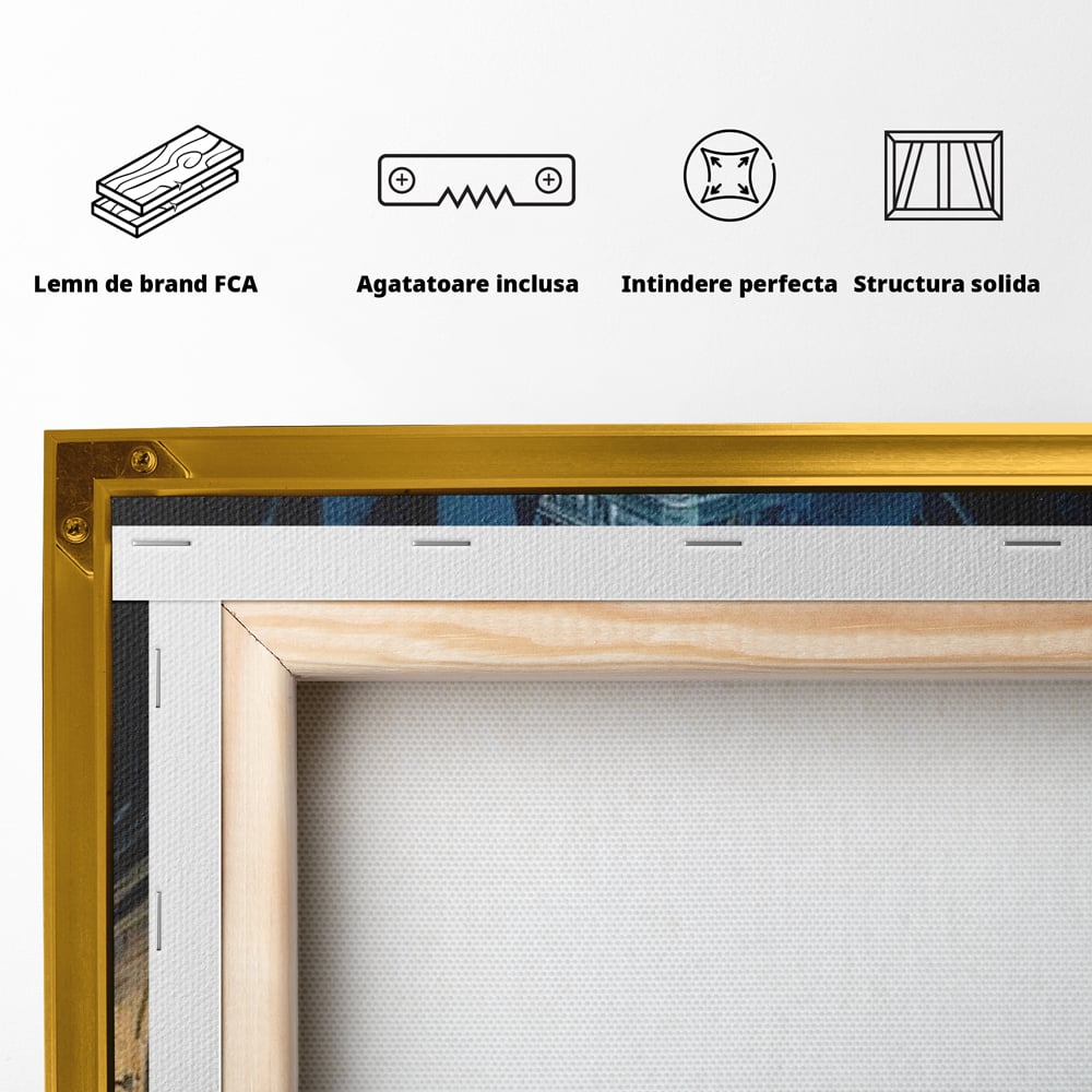 Tablou Canvas Premium, LuxCanva® O1017, Strazi sub Ninsoare, Magie, Iarna, Oras, Noapte, Frig, Zapada, Palat, Plimbare, Nordic, Romantism, Felinare, Quebec, Poveste, Birou, Living, Dormitor