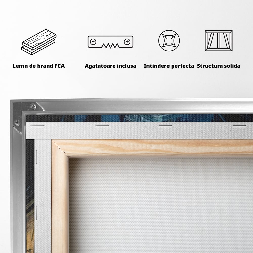 Tablou Canvas Premium, LuxCanva® O1017, Strazi sub Ninsoare, Magie, Iarna, Oras, Noapte, Frig, Zapada, Palat, Plimbare, Nordic, Romantism, Felinare, Quebec, Poveste, Birou, Living, Dormitor