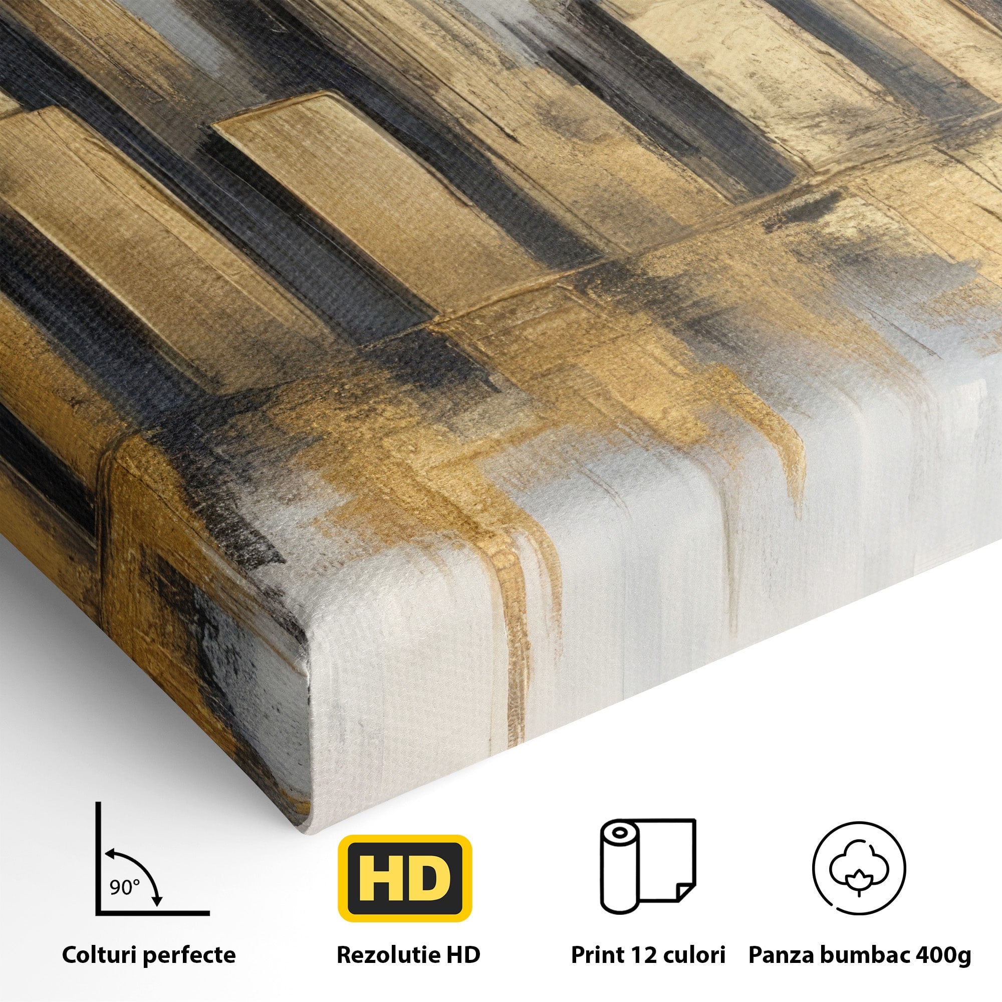Tablou Canvas Premium LuxCanva® O1021, Orasul De Aur, Oras, Peisaj Urban, Abstract, Aur, Birou, Living, Culori Vibrante