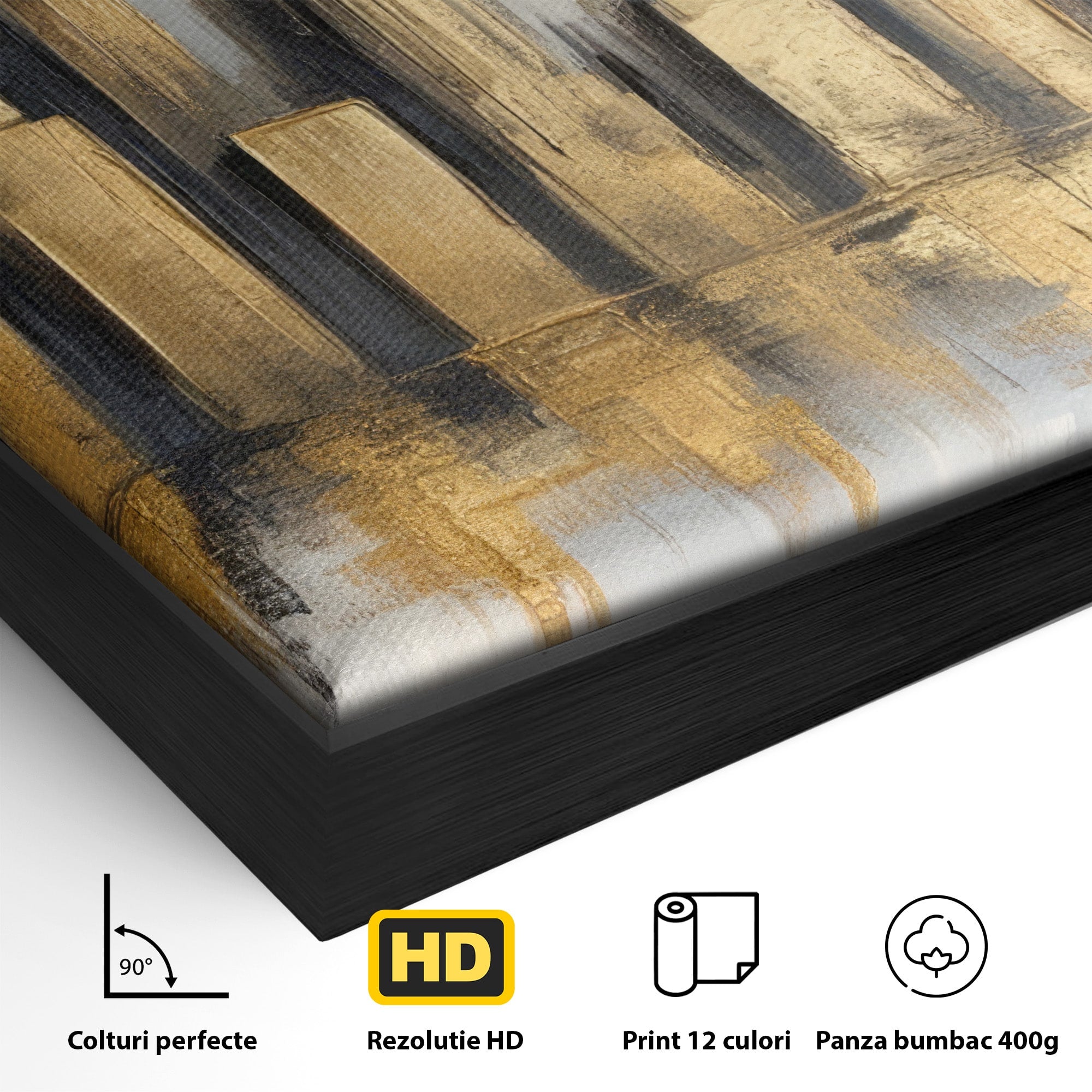 Tablou Canvas Premium LuxCanva® O1021, Orasul De Aur, Oras, Peisaj Urban, Abstract, Aur, Birou, Living, Culori Vibrante