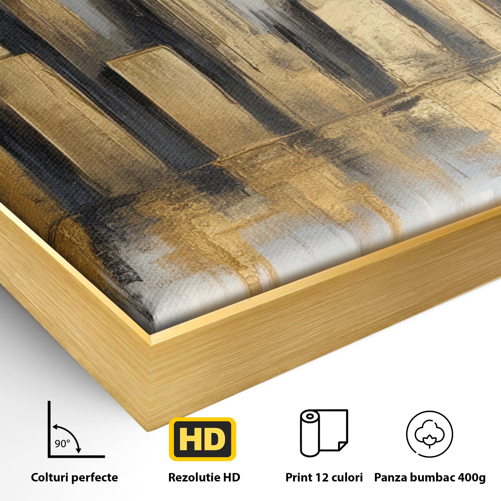 Tablou Canvas Premium LuxCanva® O1021, Orasul De Aur, Oras, Peisaj Urban, Abstract, Aur, Birou, Living, Culori Vibrante