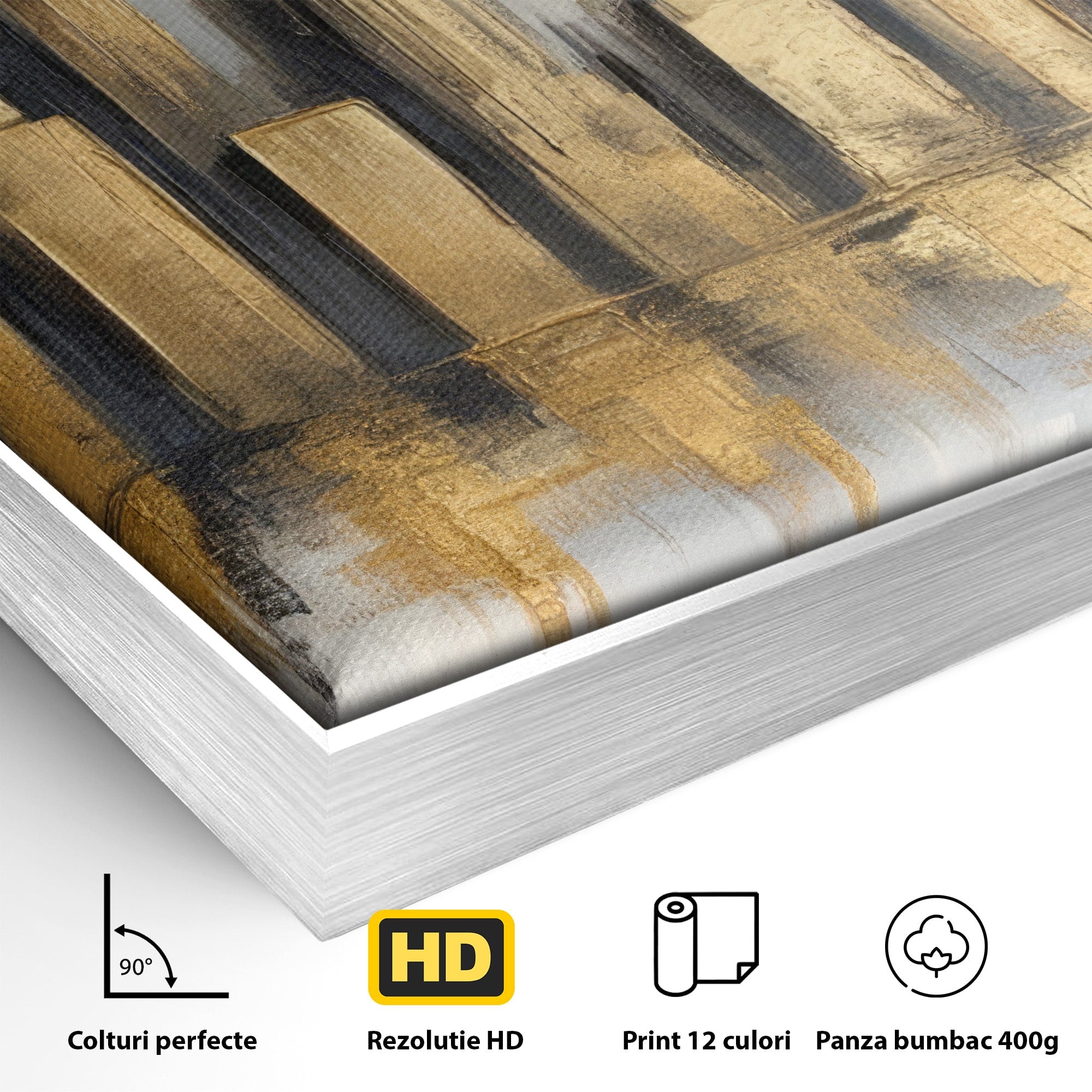 Tablou Canvas Premium LuxCanva® O1021, Orasul De Aur, Oras, Peisaj Urban, Abstract, Aur, Birou, Living, Culori Vibrante