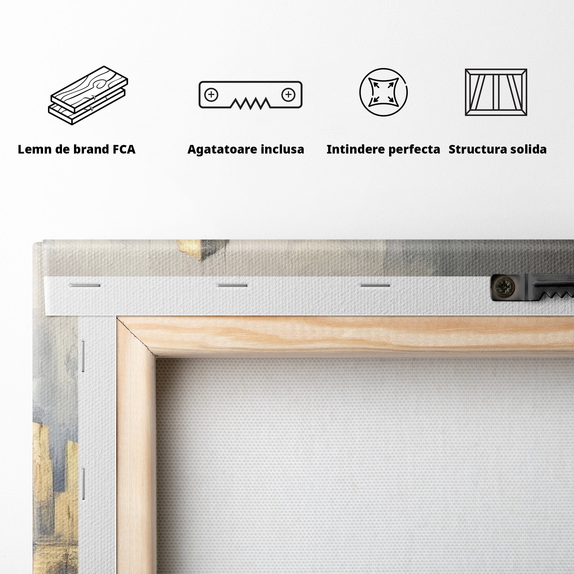 Tablou Canvas Premium LuxCanva® O1021, Orasul De Aur, Oras, Peisaj Urban, Abstract, Aur, Birou, Living, Culori Vibrante
