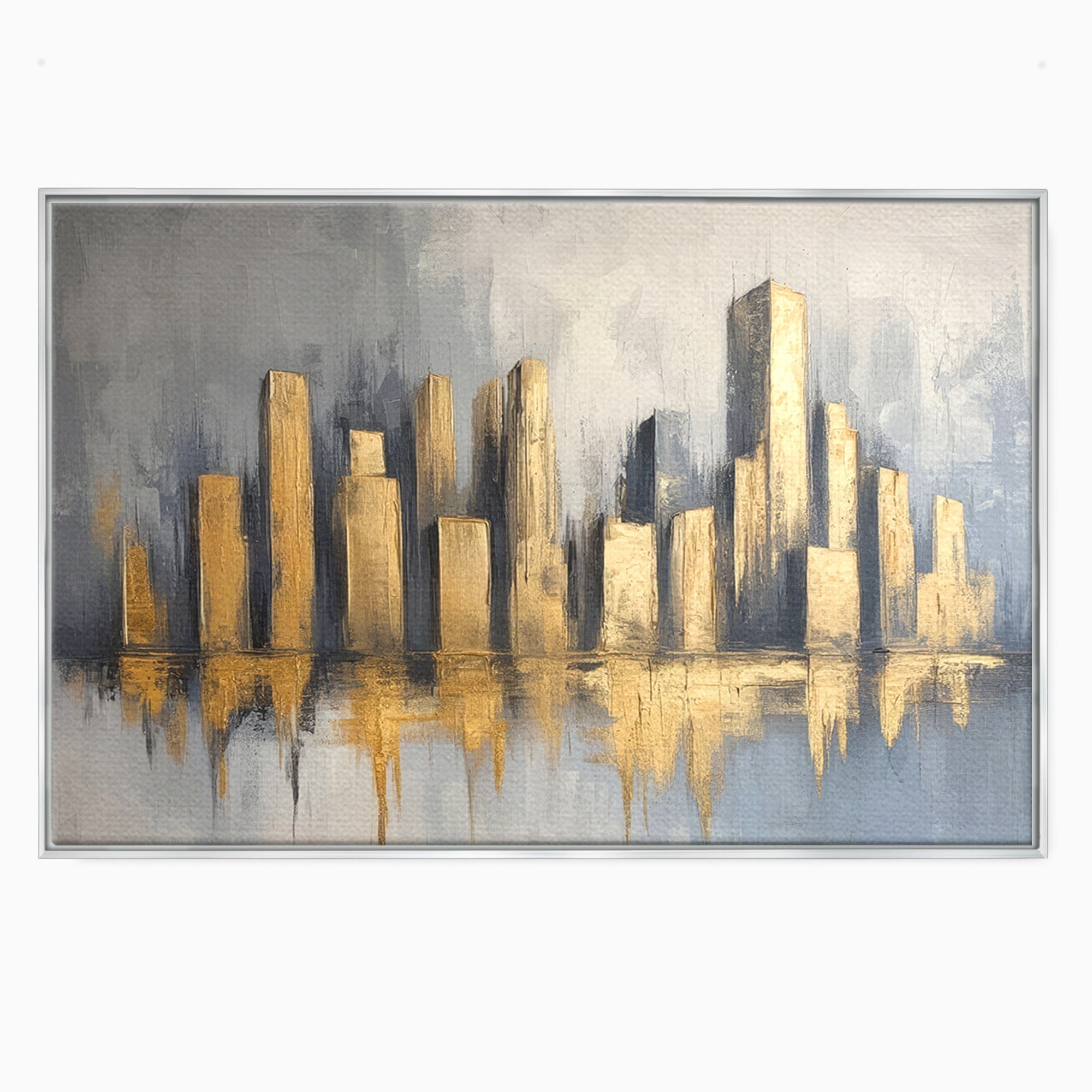 Tablou Canvas Premium LuxCanva® O1021, Orasul De Aur, Oras, Peisaj Urban, Abstract, Aur, Birou, Living, Culori Vibrante