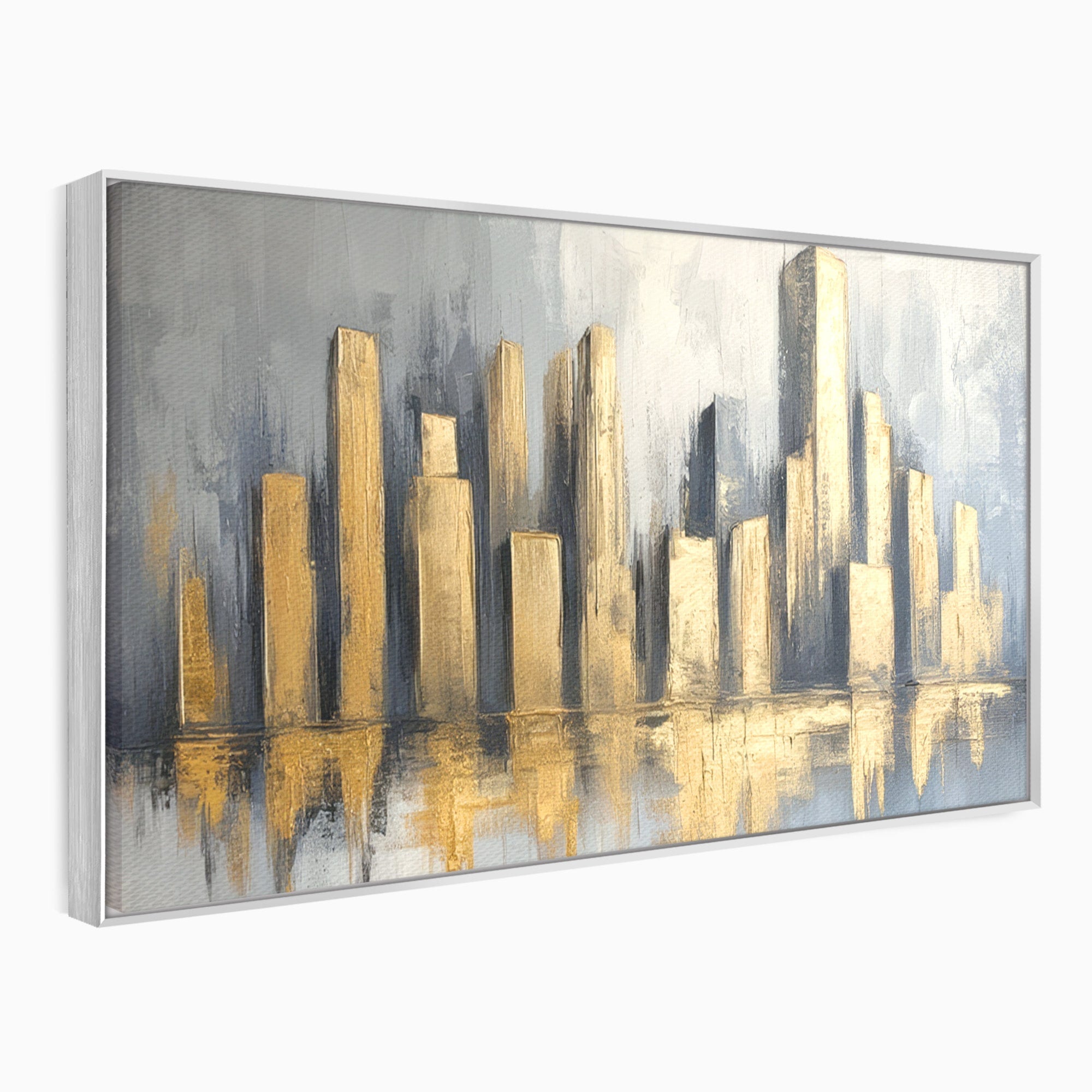 Tablou Canvas Premium LuxCanva® O1021, Orasul De Aur, Oras, Peisaj Urban, Abstract, Aur, Birou, Living, Culori Vibrante