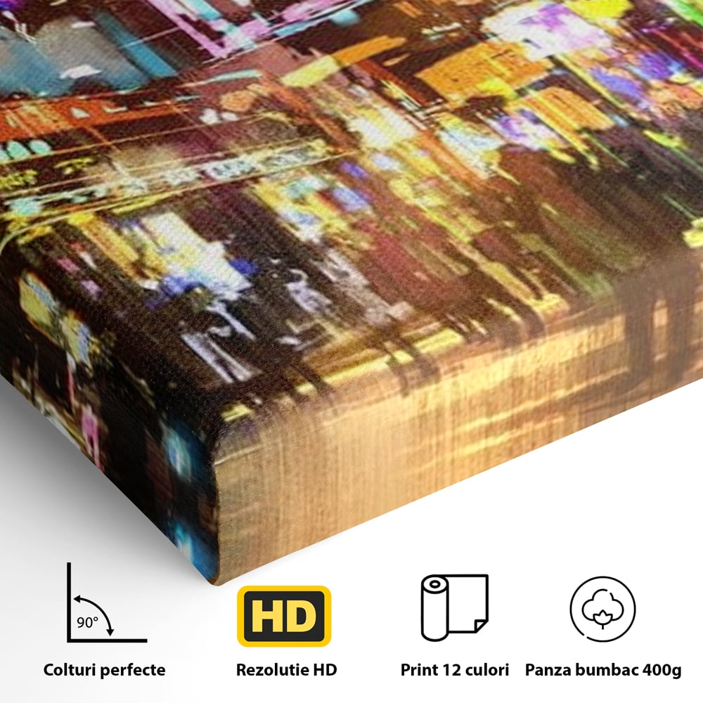 Tablou Canvas Premium, LuxCanva® O1023, Nopti Electrice, Exploziv, Stralucire, Oras, Strada, Univers, Colorit, Palpitant, Viteza, Reclame, Oameni, Plimbare, Carnaval, Neon, Birou, Living, Dormitor