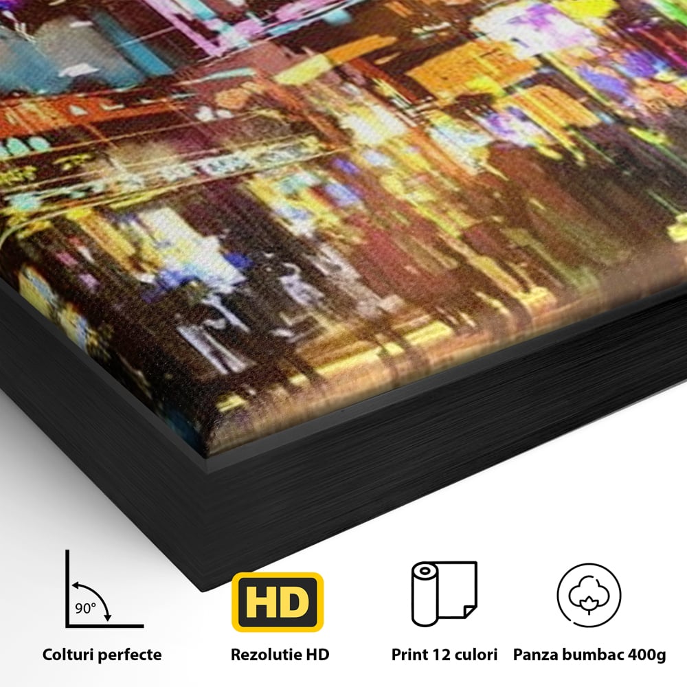 Tablou Canvas Premium, LuxCanva® O1023, Nopti Electrice, Exploziv, Stralucire, Oras, Strada, Univers, Colorit, Palpitant, Viteza, Reclame, Oameni, Plimbare, Carnaval, Neon, Birou, Living, Dormitor