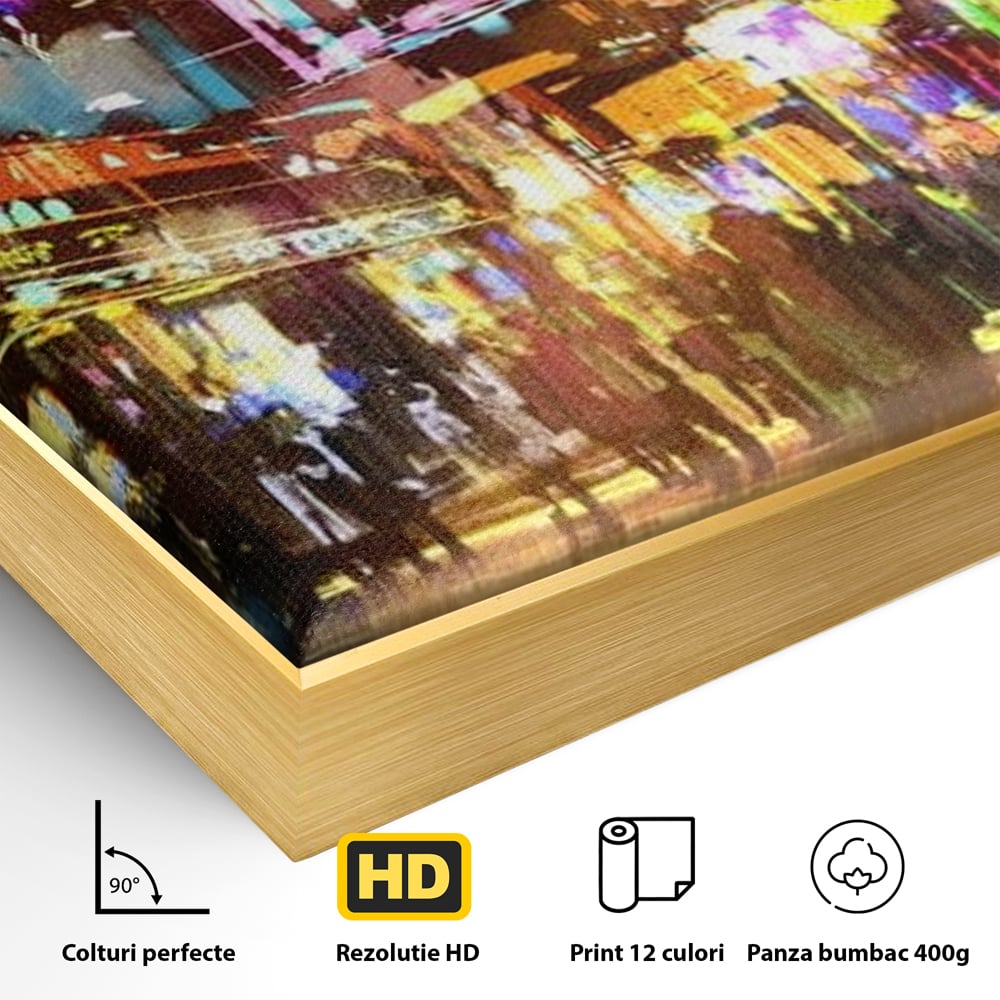 Tablou Canvas Premium, LuxCanva® O1023, Nopti Electrice, Exploziv, Stralucire, Oras, Strada, Univers, Colorit, Palpitant, Viteza, Reclame, Oameni, Plimbare, Carnaval, Neon, Birou, Living, Dormitor