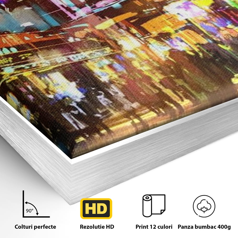 Tablou Canvas Premium, LuxCanva® O1023, Nopti Electrice, Exploziv, Stralucire, Oras, Strada, Univers, Colorit, Palpitant, Viteza, Reclame, Oameni, Plimbare, Carnaval, Neon, Birou, Living, Dormitor