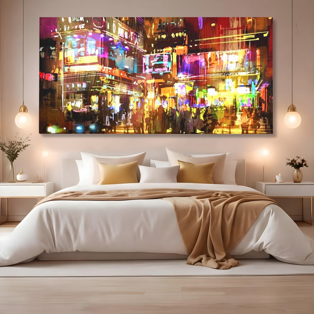 Tablou Canvas Premium, LuxCanva® O1023, Nopti Electrice, Exploziv, Stralucire, Oras, Strada, Univers, Colorit, Palpitant, Viteza, Reclame, Oameni, Plimbare, Carnaval, Neon, Birou, Living, Dormitor
