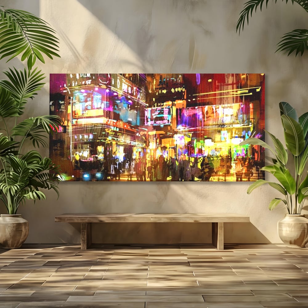 Tablou Canvas Premium, LuxCanva® O1023, Nopti Electrice, Exploziv, Stralucire, Oras, Strada, Univers, Colorit, Palpitant, Viteza, Reclame, Oameni, Plimbare, Carnaval, Neon, Birou, Living, Dormitor