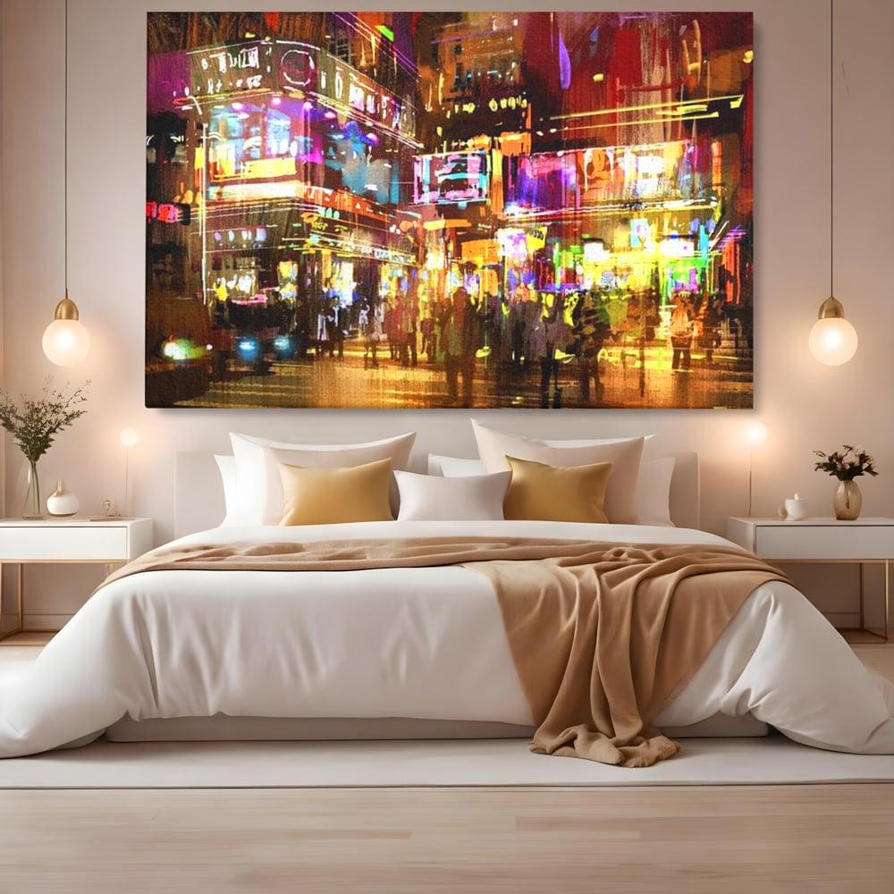 Tablou Canvas Premium, LuxCanva® O1023, Nopti Electrice, Exploziv, Stralucire, Oras, Strada, Univers, Colorit, Palpitant, Viteza, Reclame, Oameni, Plimbare, Carnaval, Neon, Birou, Living, Dormitor