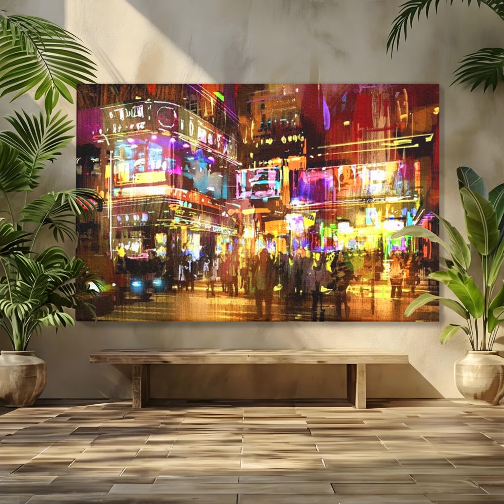 Tablou Canvas Premium, LuxCanva® O1023, Nopti Electrice, Exploziv, Stralucire, Oras, Strada, Univers, Colorit, Palpitant, Viteza, Reclame, Oameni, Plimbare, Carnaval, Neon, Birou, Living, Dormitor