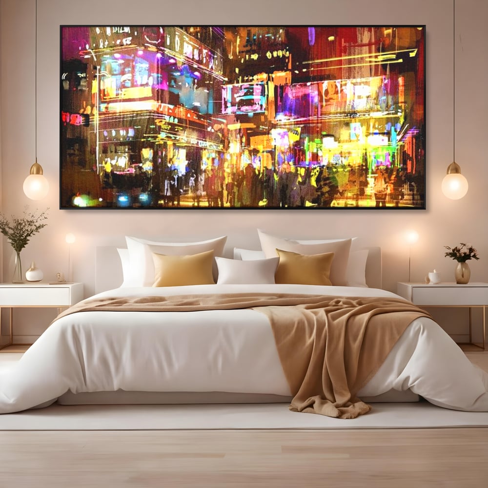 Tablou Canvas Premium, LuxCanva® O1023, Nopti Electrice, Exploziv, Stralucire, Oras, Strada, Univers, Colorit, Palpitant, Viteza, Reclame, Oameni, Plimbare, Carnaval, Neon, Birou, Living, Dormitor