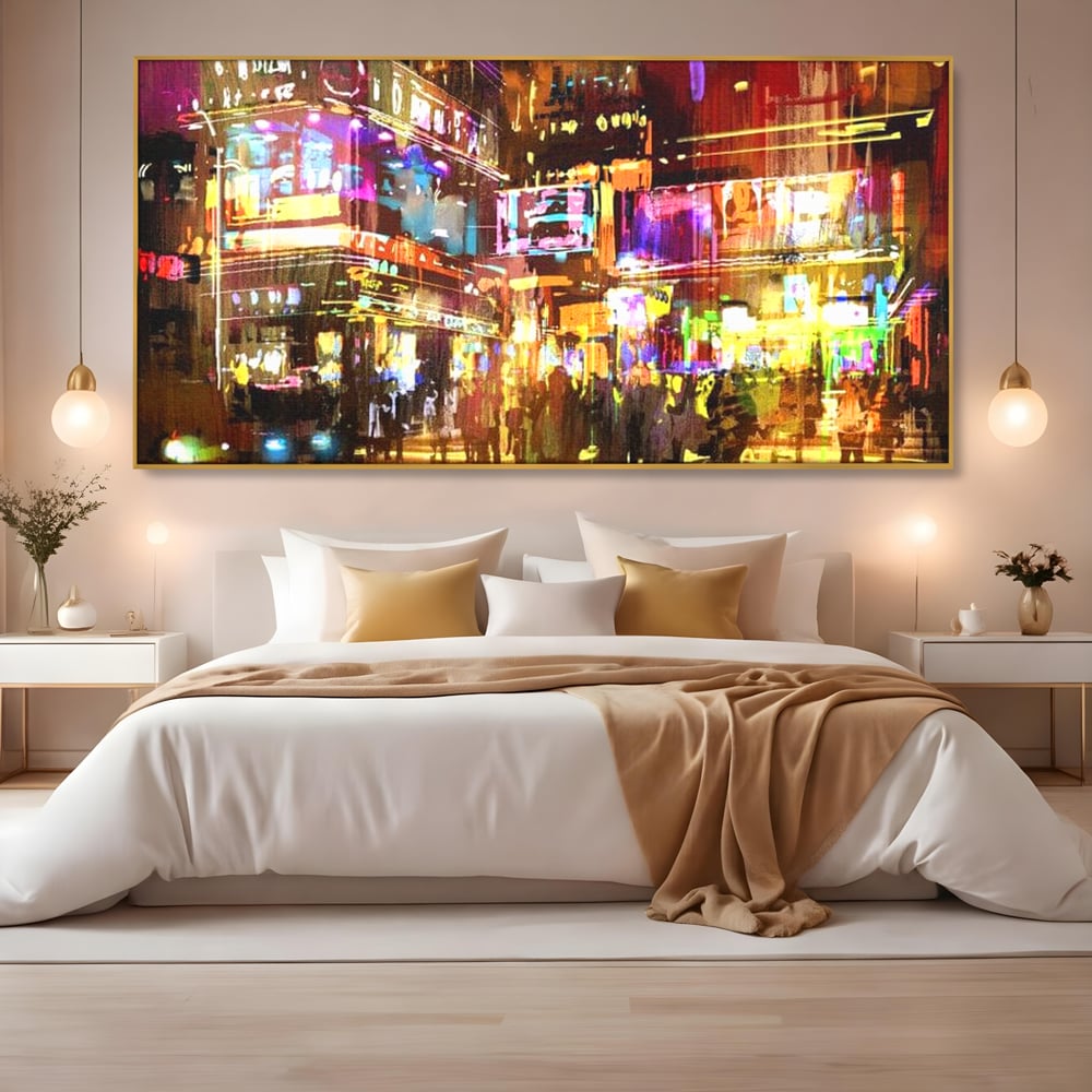Tablou Canvas Premium, LuxCanva® O1023, Nopti Electrice, Exploziv, Stralucire, Oras, Strada, Univers, Colorit, Palpitant, Viteza, Reclame, Oameni, Plimbare, Carnaval, Neon, Birou, Living, Dormitor