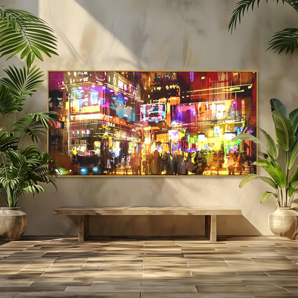 Tablou Canvas Premium, LuxCanva® O1023, Nopti Electrice, Exploziv, Stralucire, Oras, Strada, Univers, Colorit, Palpitant, Viteza, Reclame, Oameni, Plimbare, Carnaval, Neon, Birou, Living, Dormitor