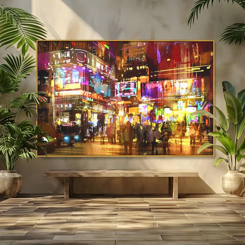 Tablou Canvas Premium, LuxCanva® O1023, Nopti Electrice, Exploziv, Stralucire, Oras, Strada, Univers, Colorit, Palpitant, Viteza, Reclame, Oameni, Plimbare, Carnaval, Neon, Birou, Living, Dormitor