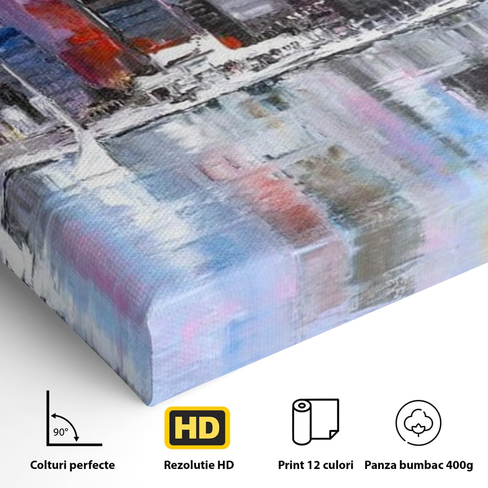 Tablou Canvas Premium, LuxCanva® O1024, Zborul Corabiilor, Pastelat, Senin, Liric, Fluid, Apus, Apa, Vele, Albastru, Roz, Inflacarat, Oglindire, Pictura, Tacere, Urban, Sticlos, Birou, Living, Dormitor