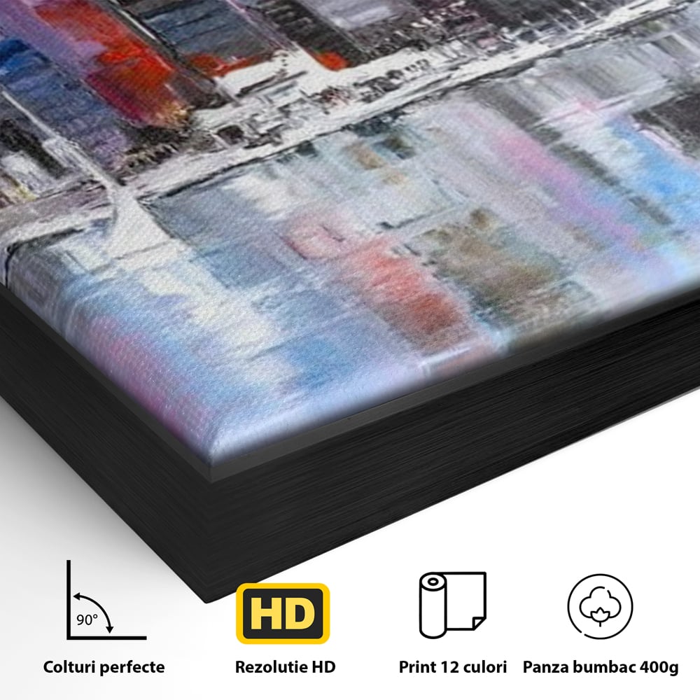Tablou Canvas Premium, LuxCanva® O1024, Zborul Corabiilor, Pastelat, Senin, Liric, Fluid, Apus, Apa, Vele, Albastru, Roz, Inflacarat, Oglindire, Pictura, Tacere, Urban, Sticlos, Birou, Living, Dormitor
