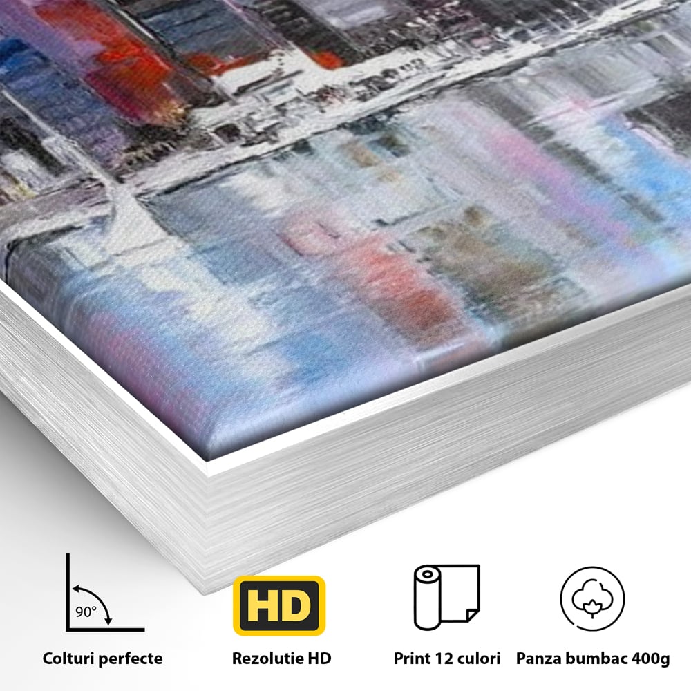 Tablou Canvas Premium, LuxCanva® O1024, Zborul Corabiilor, Pastelat, Senin, Liric, Fluid, Apus, Apa, Vele, Albastru, Roz, Inflacarat, Oglindire, Pictura, Tacere, Urban, Sticlos, Birou, Living, Dormitor