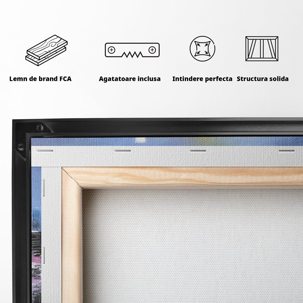 Tablou Canvas Premium, LuxCanva® O1024, Zborul Corabiilor, Pastelat, Senin, Liric, Fluid, Apus, Apa, Vele, Albastru, Roz, Inflacarat, Oglindire, Pictura, Tacere, Urban, Sticlos, Birou, Living, Dormitor