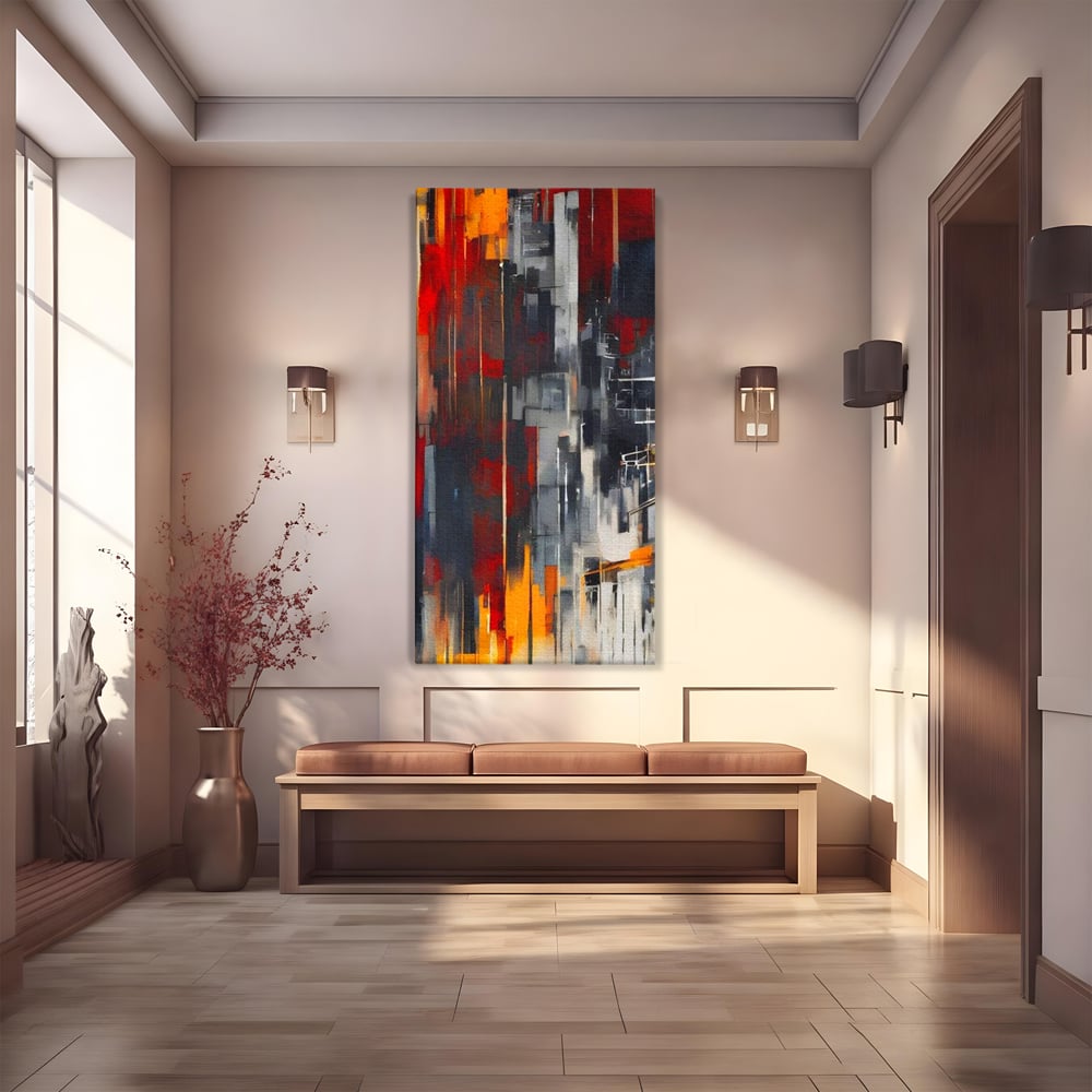 Leinwandbilder Premium, LuxCanva® O1025, Fragmente der Unendlichkeit, Feuer, Stille, Tiefe, Echo, Zeit, Schicksal, Mauern, Labyrinth, Brennen, Brüche, Sonnenuntergang, Schatten, Stadt, Schatten, Geometer, Büro, Wohnen, Schlafzimmer
