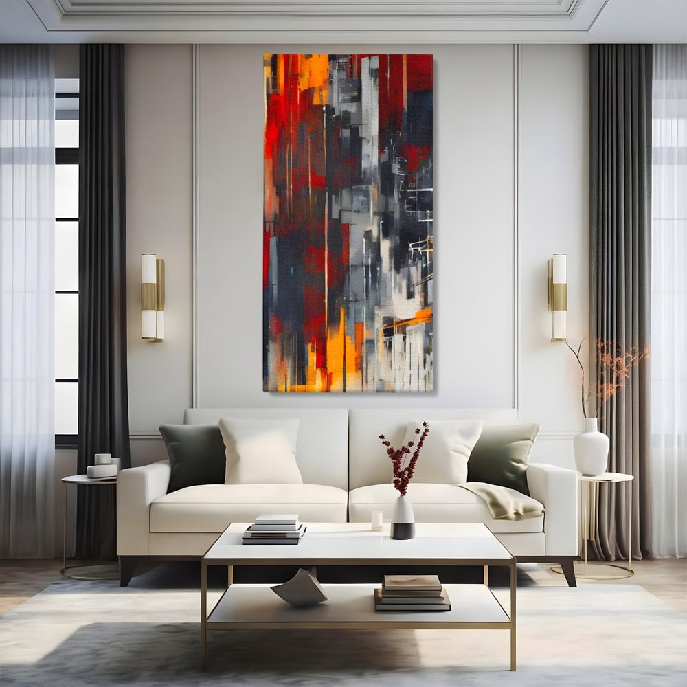 Leinwandbilder Premium, LuxCanva® O1025, Fragmente der Unendlichkeit, Feuer, Stille, Tiefe, Echo, Zeit, Schicksal, Mauern, Labyrinth, Brennen, Brüche, Sonnenuntergang, Schatten, Stadt, Schatten, Geometer, Büro, Wohnen, Schlafzimmer