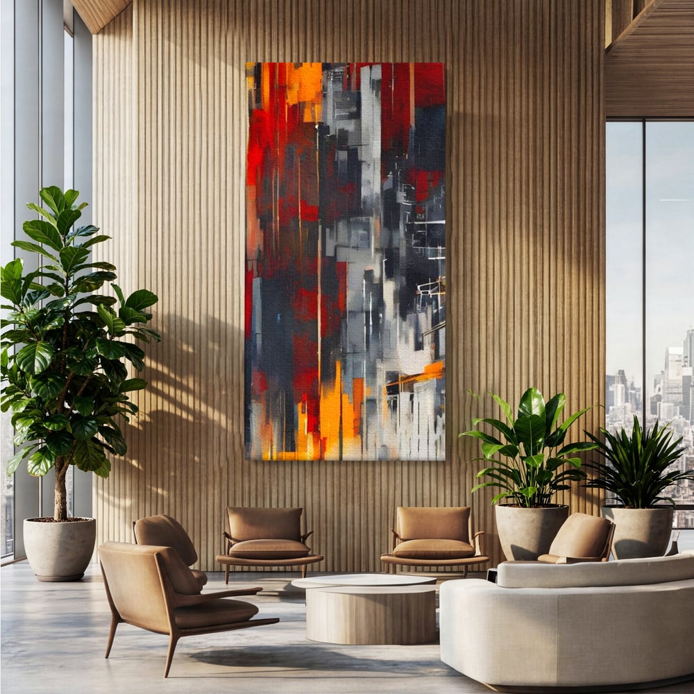 Leinwandbilder Premium, LuxCanva® O1025, Fragmente der Unendlichkeit, Feuer, Stille, Tiefe, Echo, Zeit, Schicksal, Mauern, Labyrinth, Brennen, Brüche, Sonnenuntergang, Schatten, Stadt, Schatten, Geometer, Büro, Wohnen, Schlafzimmer