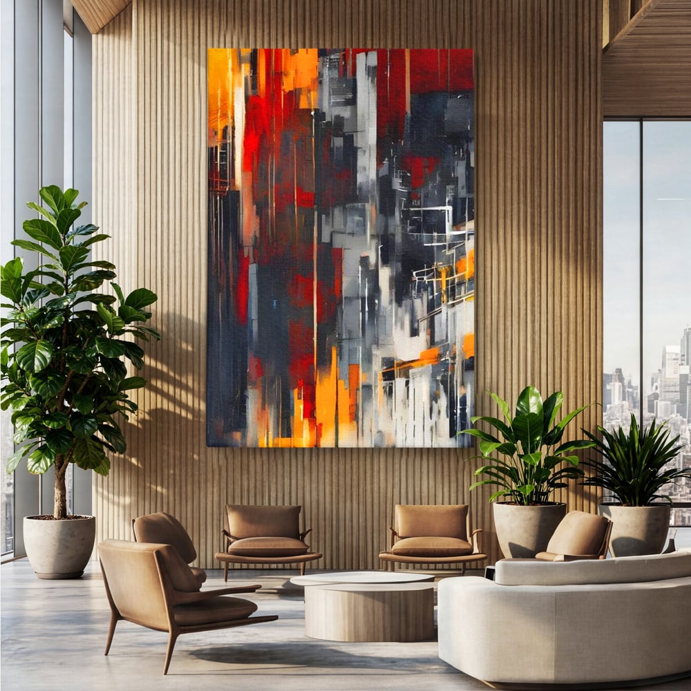 Leinwandbilder Premium, LuxCanva® O1025, Fragmente der Unendlichkeit, Feuer, Stille, Tiefe, Echo, Zeit, Schicksal, Mauern, Labyrinth, Brennen, Brüche, Sonnenuntergang, Schatten, Stadt, Schatten, Geometer, Büro, Wohnen, Schlafzimmer