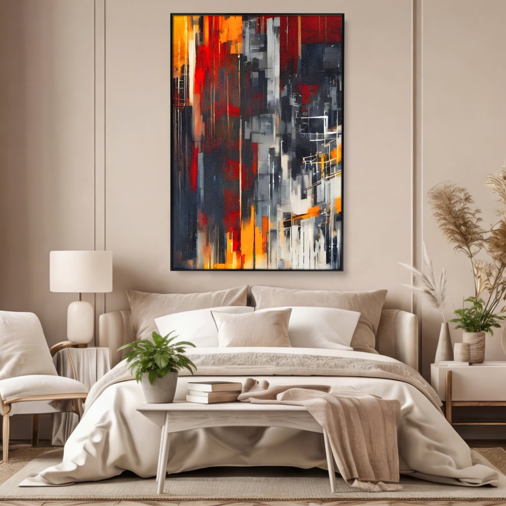 Leinwandbilder Premium, LuxCanva® O1025, Fragmente der Unendlichkeit, Feuer, Stille, Tiefe, Echo, Zeit, Schicksal, Mauern, Labyrinth, Brennen, Brüche, Sonnenuntergang, Schatten, Stadt, Schatten, Geometer, Büro, Wohnen, Schlafzimmer