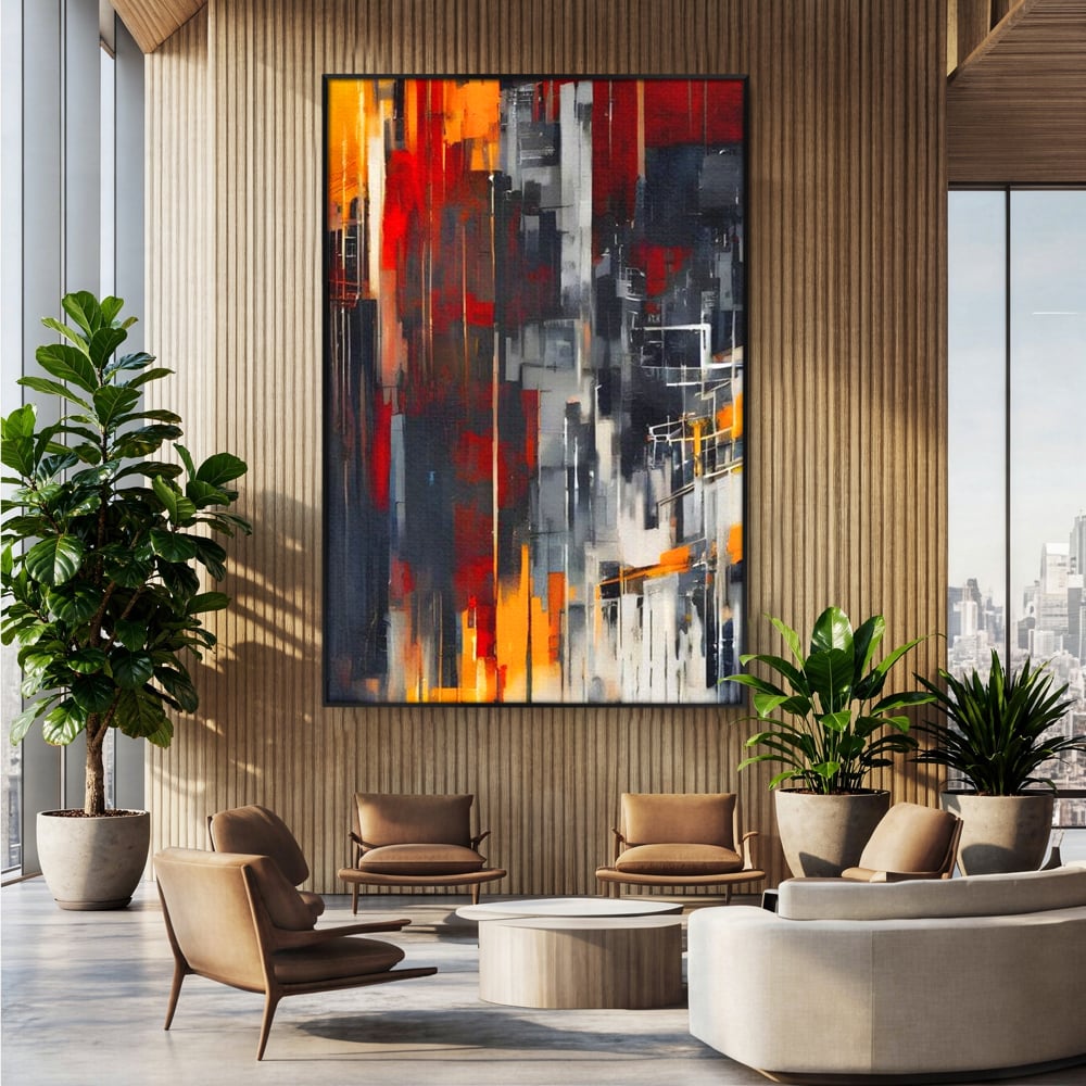 Leinwandbilder Premium, LuxCanva® O1025, Fragmente der Unendlichkeit, Feuer, Stille, Tiefe, Echo, Zeit, Schicksal, Mauern, Labyrinth, Brennen, Brüche, Sonnenuntergang, Schatten, Stadt, Schatten, Geometer, Büro, Wohnen, Schlafzimmer