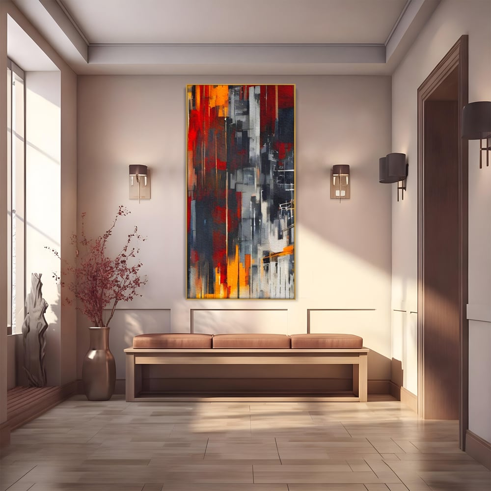Leinwandbilder Premium, LuxCanva® O1025, Fragmente der Unendlichkeit, Feuer, Stille, Tiefe, Echo, Zeit, Schicksal, Mauern, Labyrinth, Brennen, Brüche, Sonnenuntergang, Schatten, Stadt, Schatten, Geometer, Büro, Wohnen, Schlafzimmer