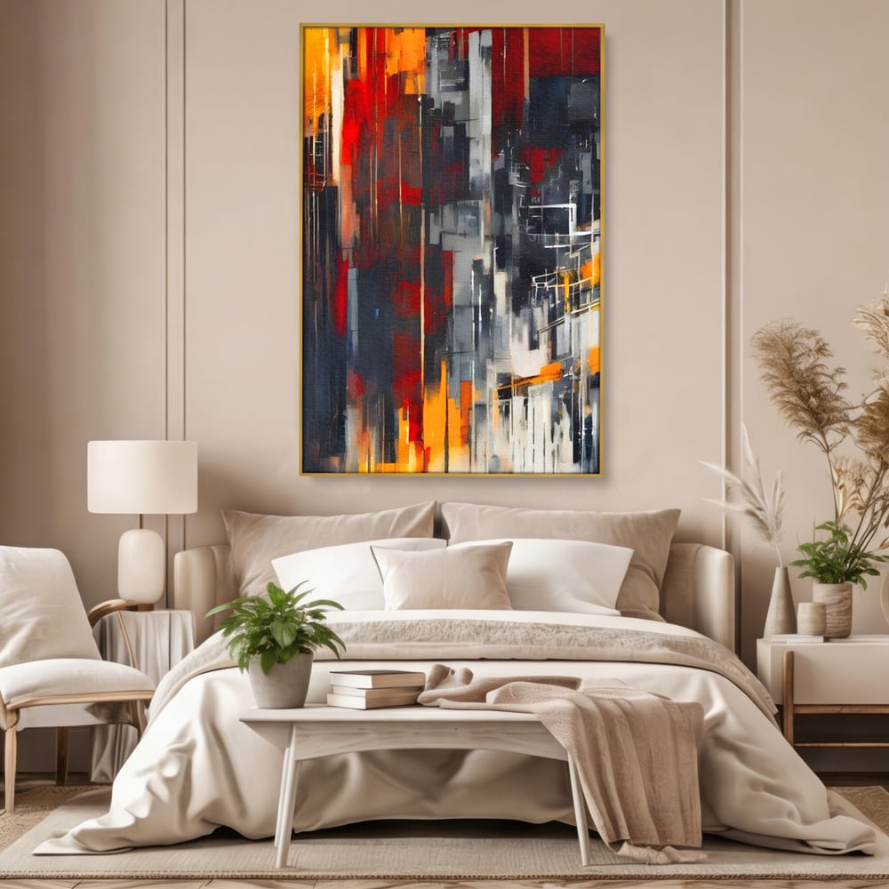 Leinwandbilder Premium, LuxCanva® O1025, Fragmente der Unendlichkeit, Feuer, Stille, Tiefe, Echo, Zeit, Schicksal, Mauern, Labyrinth, Brennen, Brüche, Sonnenuntergang, Schatten, Stadt, Schatten, Geometer, Büro, Wohnen, Schlafzimmer